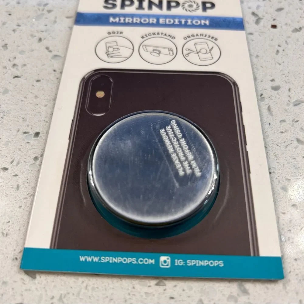 Lot of 2 NWOT SPINPOP Mirror & Sparkle phone Stand Secure Grip Cable Organizer